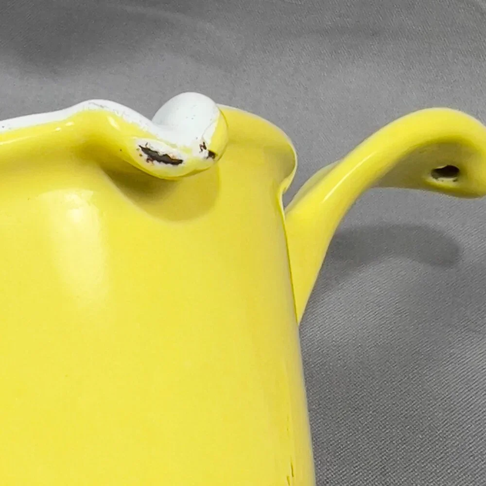 Vtg Descoware Butter Warmer Enamel Cast Iron Yellow Covered Dish Trivet Belgium